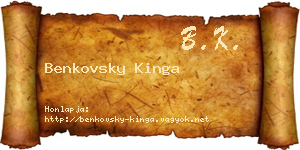 Benkovsky Kinga névjegykártya